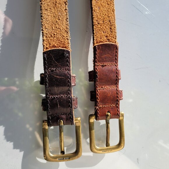 2-Pack Women's Leather Belts with Solid Brass Buckle Size S - Picture 5 of 12